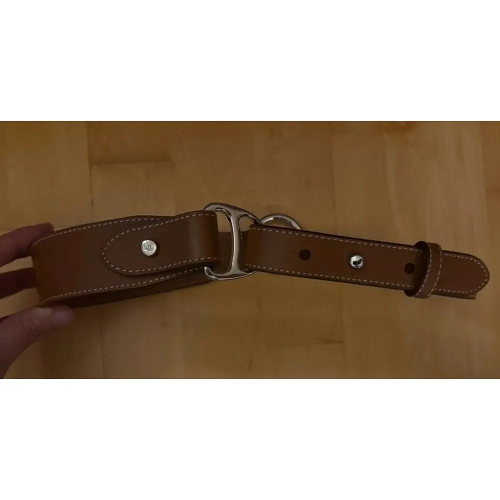 Lauren Ralph Lauren Equestrian D-Ring Leather Western Belt Brown Silver XS